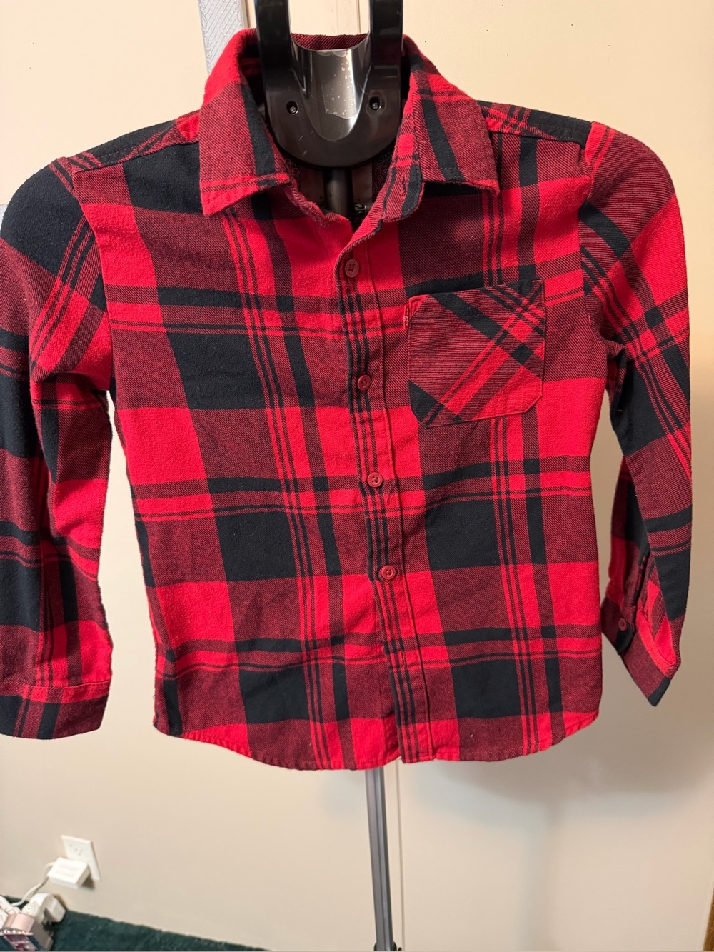 Levi's Boys Red & Black Plaid Long Sleeve Flannel Shirt - Size 8